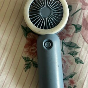 Portable light blue and White Handheld Fan